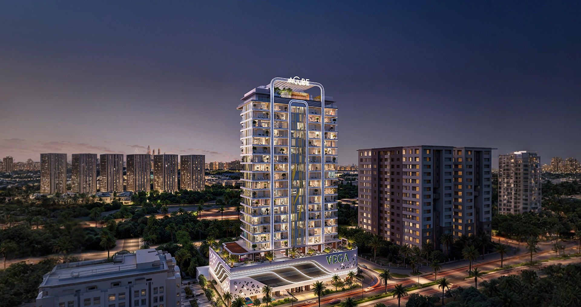 vega exterior night view